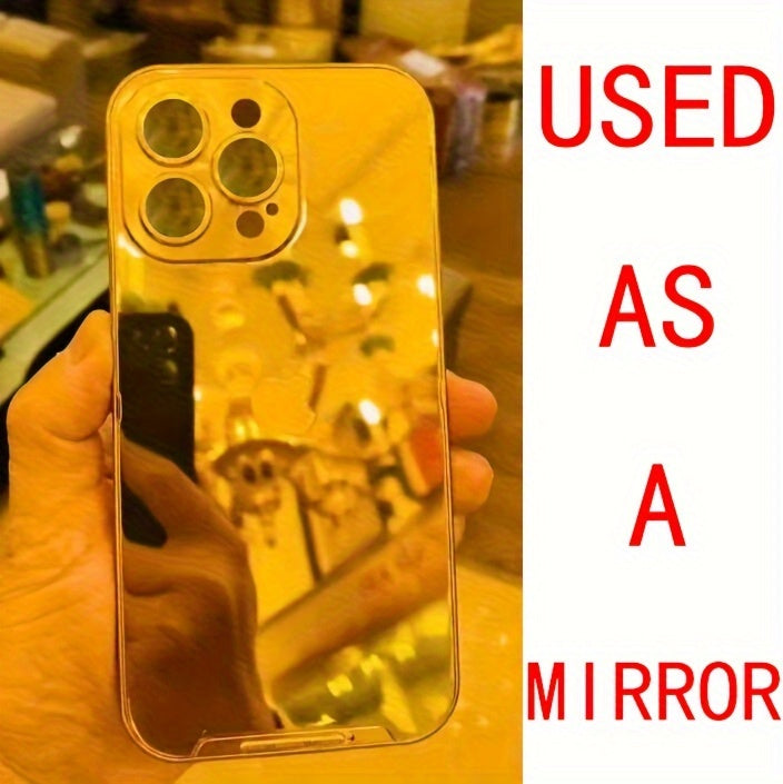 Golden Mirror Anti-Drop Phone Case with Makeup Design for iPhone 16 15 14 13 Pro Max 12 XS 11 8 Plus, XR, SE3, SE2 and Mini 7