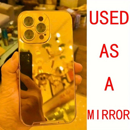 Golden Mirror Anti-Drop Phone Case with Makeup Design for iPhone 16 15 14 13 Pro Max 12 XS 11 8 Plus, XR, SE3, SE2 and Mini 7