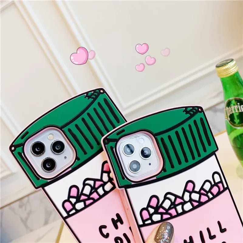 3D Cartoon Chill Pills Phone Case for iPhone - IDefend