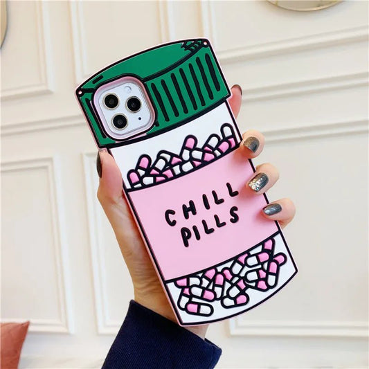 3D Cartoon Chill Pills Phone Case for iPhone - IDefend