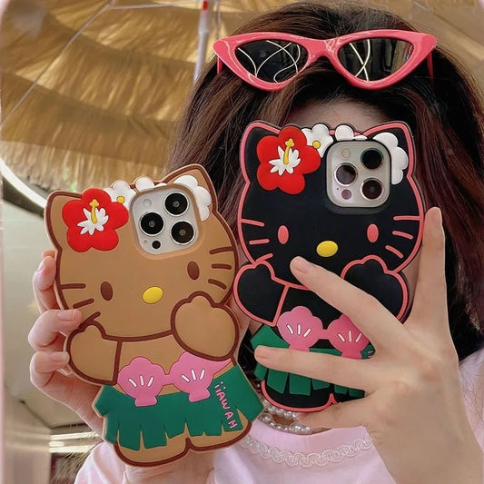 3D Cartoon Grass Skirts Sanrios Hello Kitty Phone Case for IPhone - IDefend