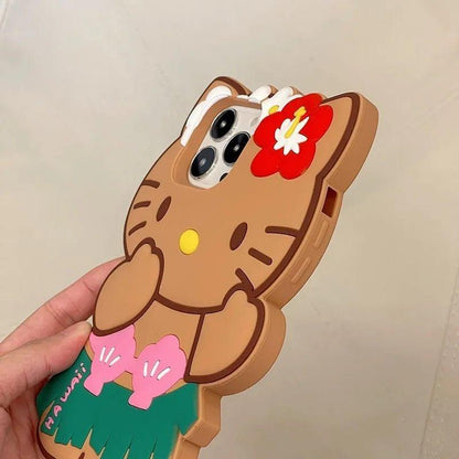 3D Cartoon Grass Skirts Sanrios Hello Kitty Phone Case for IPhone - IDefend
