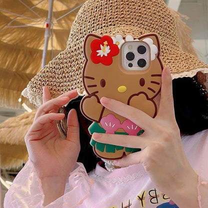 3D Cartoon Grass Skirts Sanrios Hello Kitty Phone Case for IPhone - IDefend