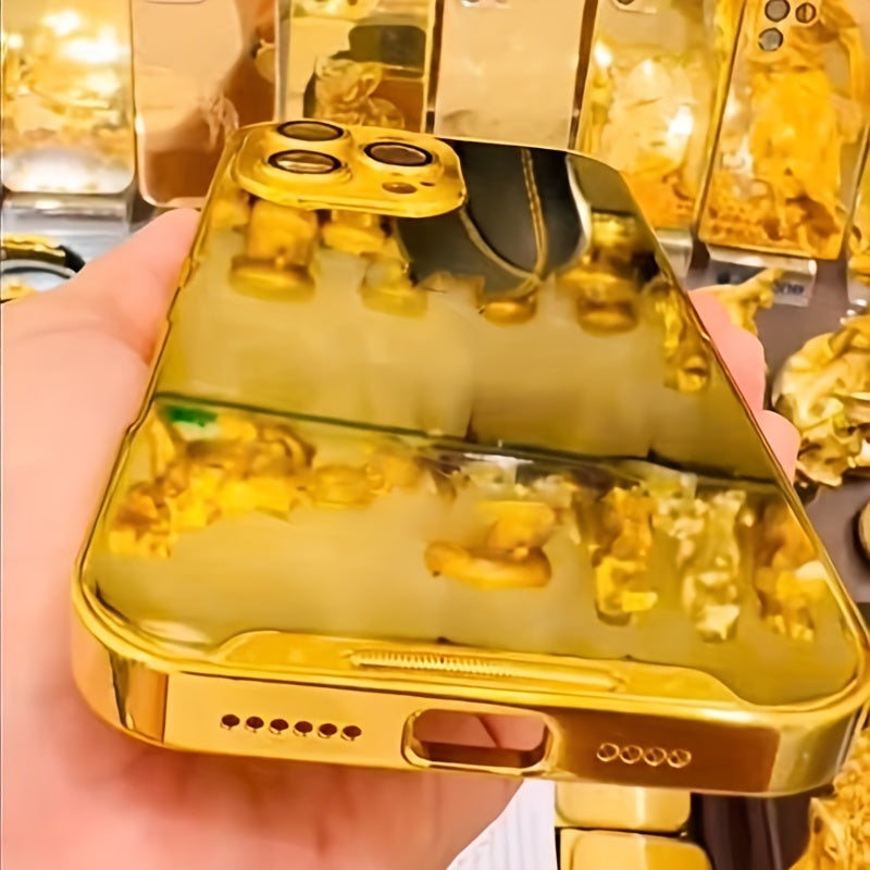 Golden Mirror Anti-Drop Phone Case with Makeup Design for iPhone 16 15 14 13 Pro Max 12 XS 11 8 Plus, XR, SE3, SE2 and Mini 7
