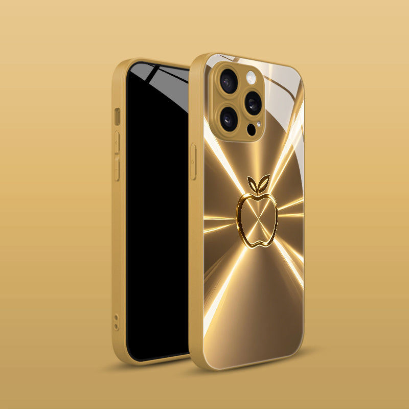 High-End Luxury Shimmering Golden Gradient Metallic Glass Phone Case for Iphone Including 17, 17 Air, 17 Pro, 17 Pro Max, 16, 16 Plus, 16 Pro, 16 Pro Max, 15, 15 Plus, 15 Pro, 15 Pro Max, 14, 14 Plus, 14 Pro, 14 Pro Max, 13,