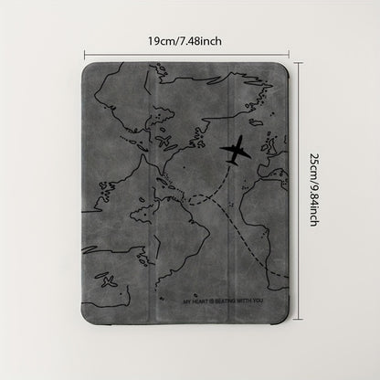 World Map for ipad Case - Durable Faux Leather, Auto Sleep/Wake, Stand Feature, Perfect for 7/8/9 for ipad, 2018 9.7/5/6th/ Air 2/3 10.5/ Pro /11/ Air 4/5 /10.9/ 10th, Travel Accessories | World Map Design | Stand Feature Cas