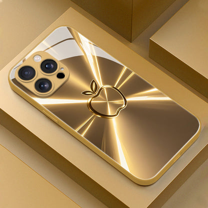 High-End Luxury Shimmering Golden Gradient Metallic Glass Phone Case for Iphone Including 17, 17 Air, 17 Pro, 17 Pro Max, 16, 16 Plus, 16 Pro, 16 Pro Max, 15, 15 Plus, 15 Pro, 15 Pro Max, 14, 14 Plus, 14 Pro, 14 Pro Max, 13,