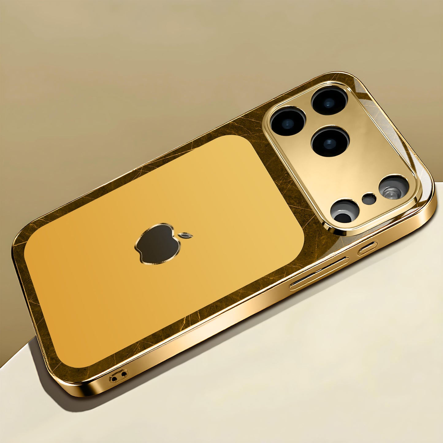 Creative Apple Pattern Gold-Plated New Phone Case for Iphone 17/17 Pro/17 Air/17 Pro Max/16/16 Pro/16 Plus/16 Pro Max/15/15 Pro/15 Pro Max/14/14 Pro/14 PLUS/14 Pro Max/13/13 Pro/13 Pro Max/13 Mini/12/11/Xr/Xs/X Tempered Glass