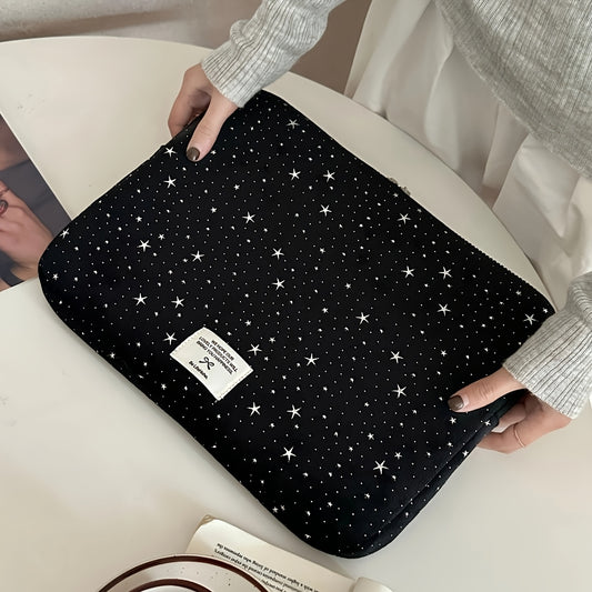 Starry Night Polyester Laptop Sleeve, Shock-Absorbing Tablet Clutch Case for iPad, MacBook 25.4/27.94/33.02/35.56/38.1/39.62 cm, Protective Liner Bag