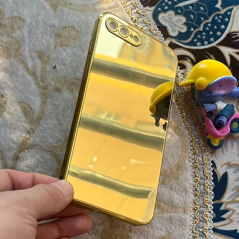 Golden Mirror Anti-Drop Phone Case with Makeup Design for iPhone 16 15 14 13 Pro Max 12 XS 11 8 Plus, XR, SE3, SE2 and Mini 7