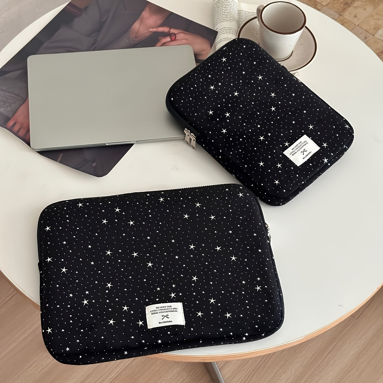 Starry Night Polyester Laptop Sleeve, Shock-Absorbing Tablet Clutch Case for iPad, MacBook 25.4/27.94/33.02/35.56/38.1/39.62 cm, Protective Liner Bag