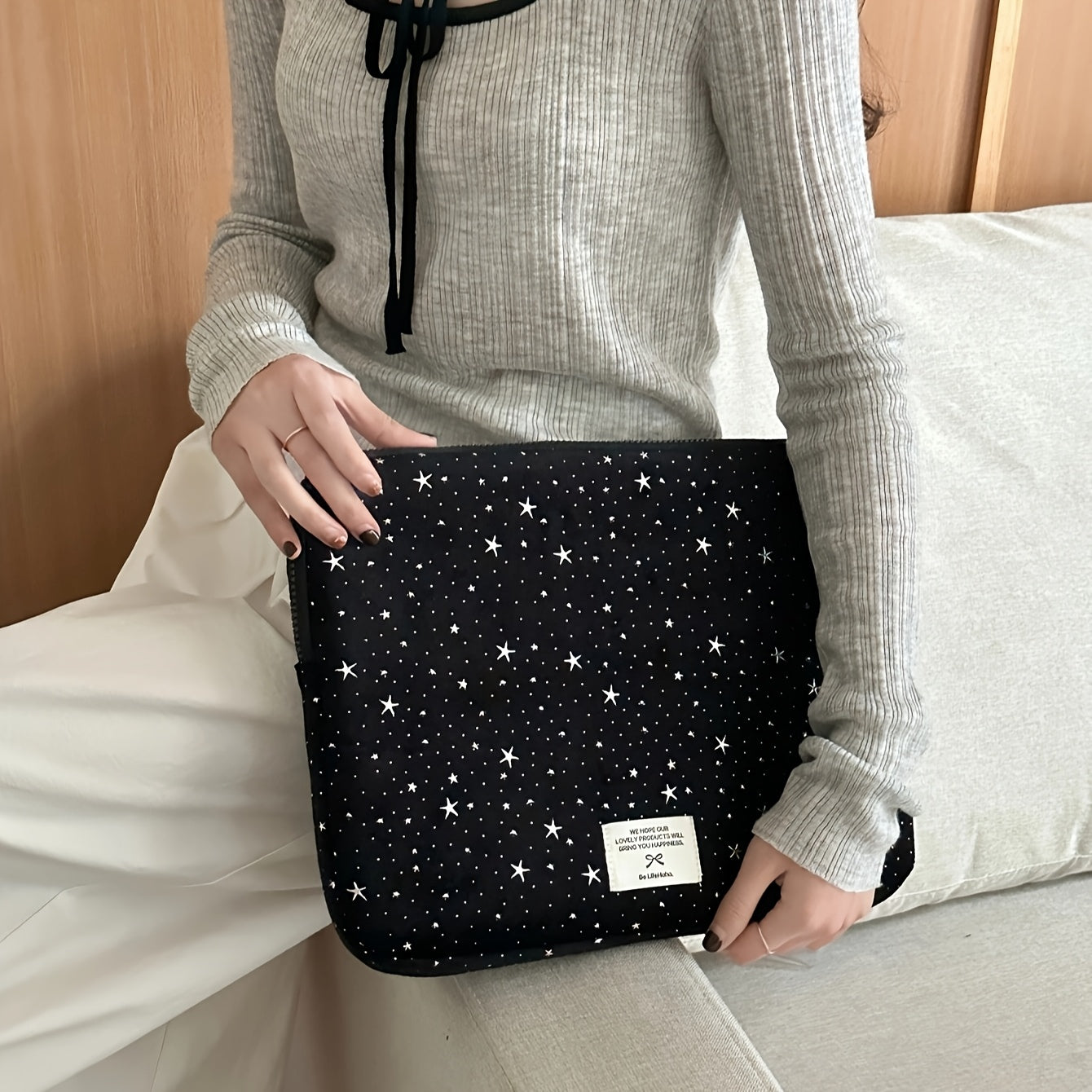 Starry Night Polyester Laptop Sleeve, Shock-Absorbing Tablet Clutch Case for iPad, MacBook 25.4/27.94/33.02/35.56/38.1/39.62 cm, Protective Liner Bag