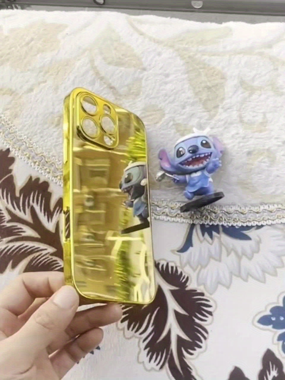 Golden Mirror Anti-Drop Phone Case with Makeup Design for iPhone 16 15 14 13 Pro Max 12 XS 11 8 Plus, XR, SE3, SE2 and Mini 7