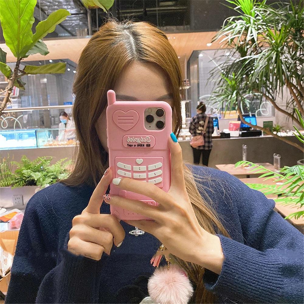 Cute Pink love heart kid girl gift Phone Case For iphone - IDefend