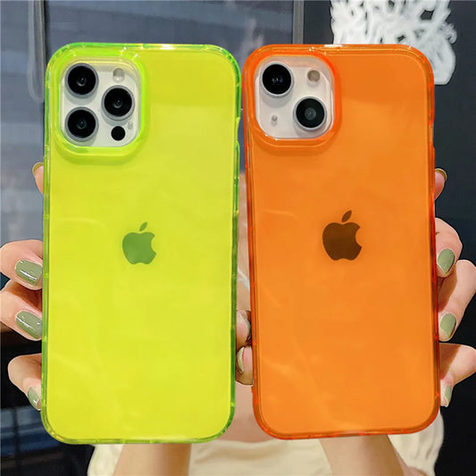 Ins Neon Fluorescent Color Clear Case For iPhone - IDefend