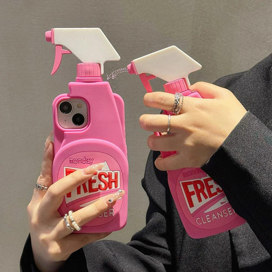 Pink Chic Fresh Clean Bottle Style 3D Cartoon for iPhone - IDefend