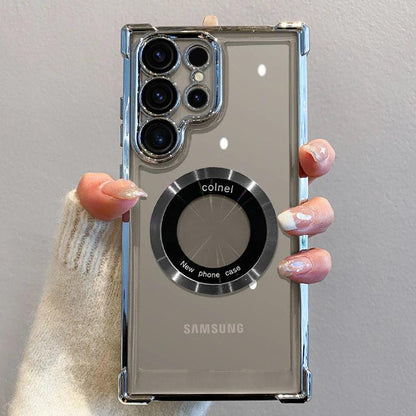 Plating Transparent Magnetic Wireless Charging Case For Samsung - IDefend