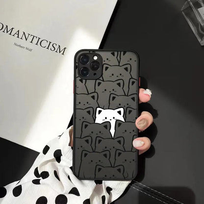 Cute Cartoon Cat Phone Cover For iPhone - IDefend