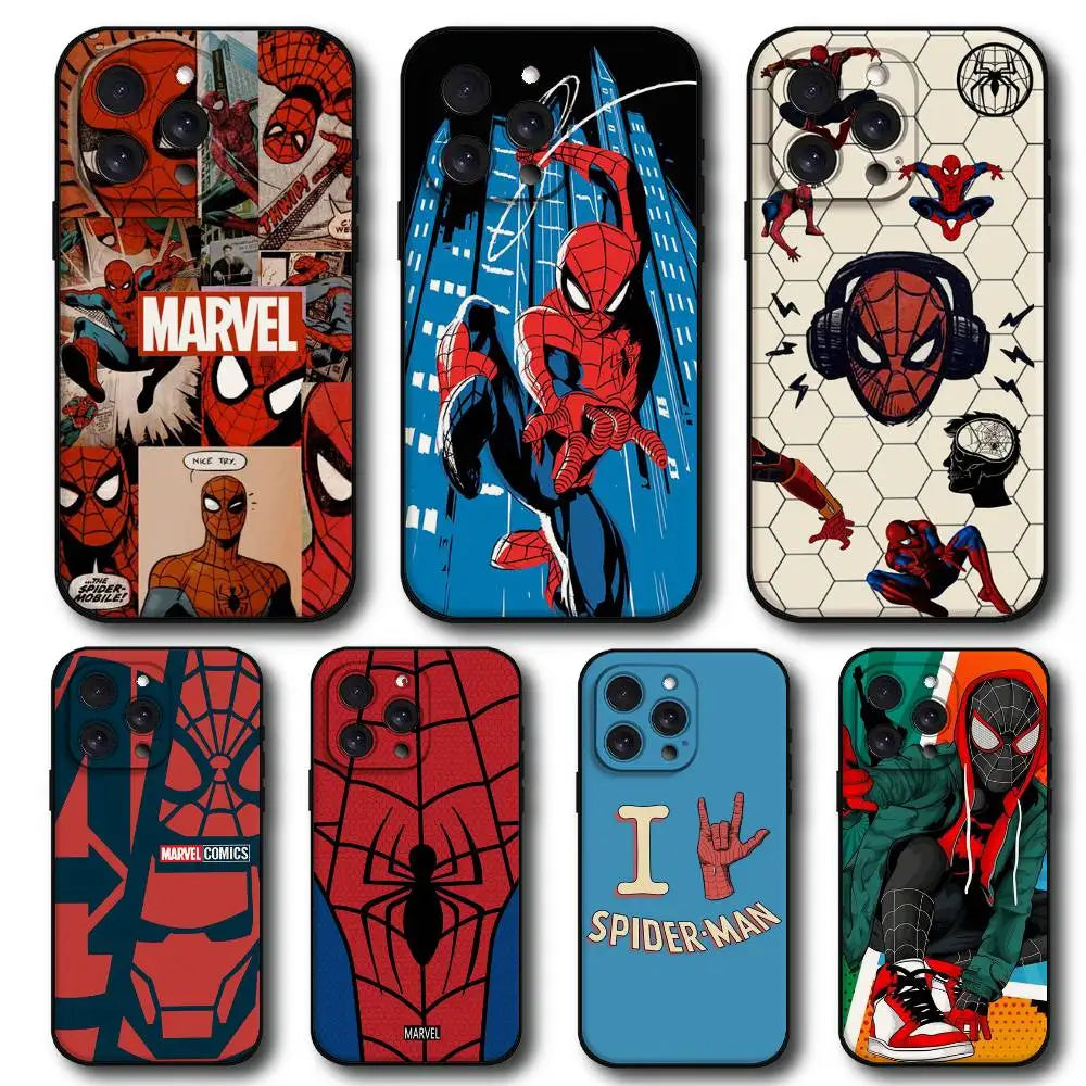 M-Marvel S-Spider-Man Phone Case For IPhone 17 15 Pro Max 14 Pro 12 11 13 Mini X XR XS 16 Plus SE Back Cover
