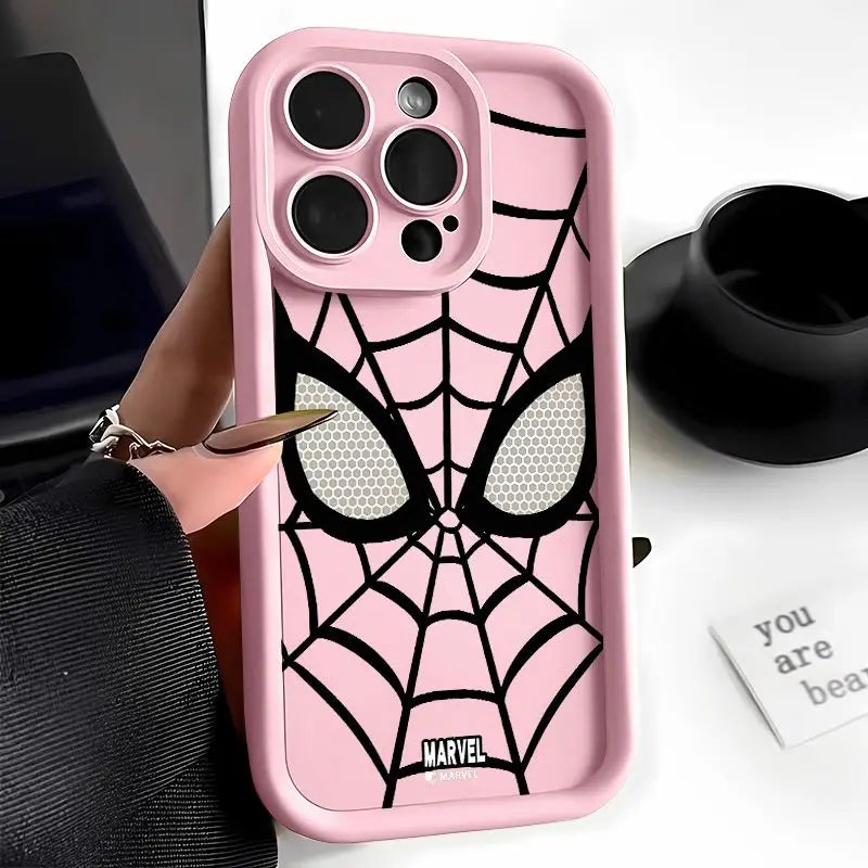 Marvel Spider Man Black Super Cool Spider Web Phone Case For iPhone 15 14 13 12 11 Pro Max XR XS 78Plus MINI Y2K Soft Back Cover