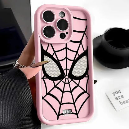 Marvel Spider Man Black Super Cool Spider Web Phone Case For iPhone 15 14 13 12 11 Pro Max XR XS 78Plus MINI Y2K Soft Back Cover
