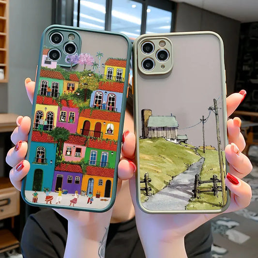 Colourful Painted House Scenery Phone Case For iPhone 0.1 - IDefend