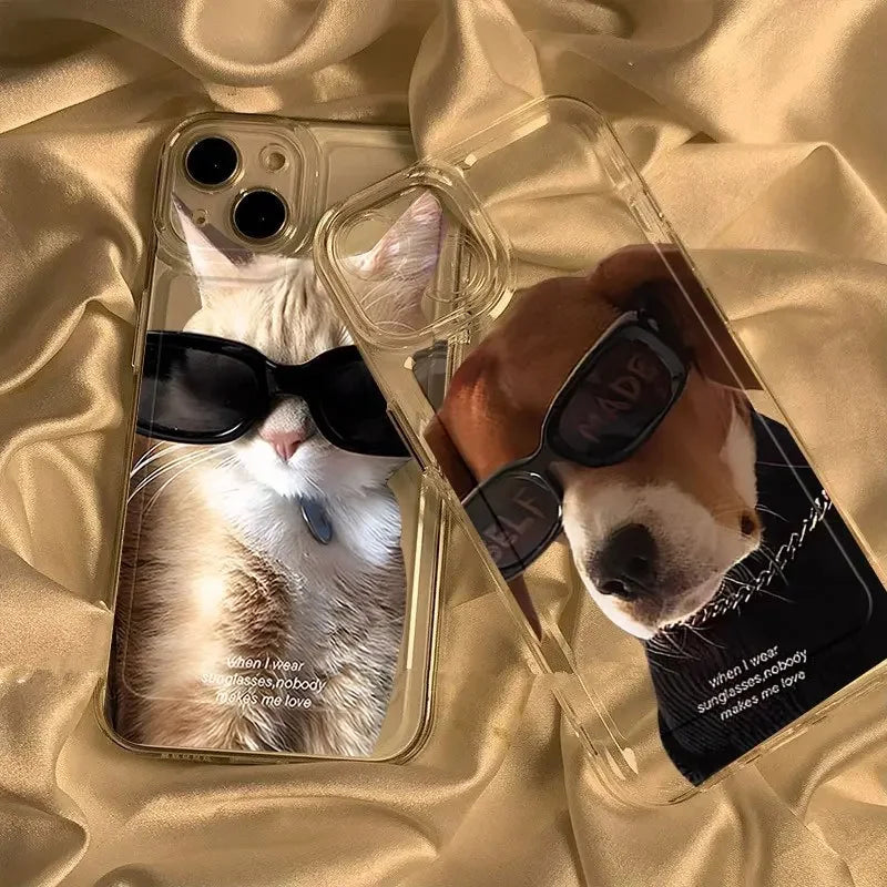 sunglasses cat dog Phone case For iPhone - IDefend