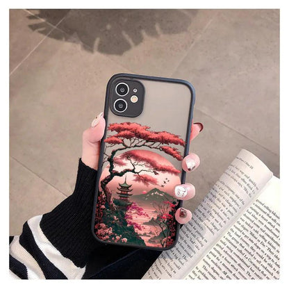 Japanese Aesthetic Mount Fuji Landscape Map Phone Case - IDefend