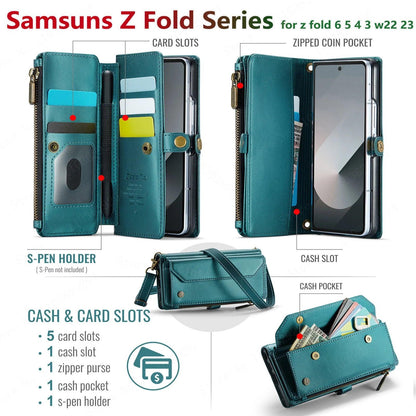 Leather Mobile Phone Case,Card Holder,Crossbody,Protective Cover,Suitable for Samsung Galaxy Z Fold - IDefend