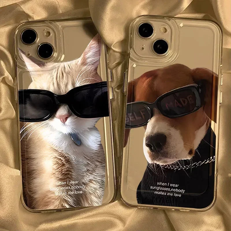 sunglasses cat dog Phone case For iPhone - IDefend