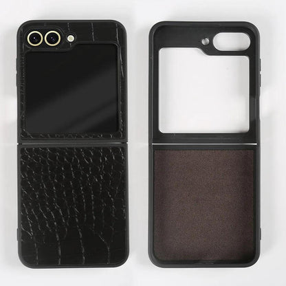 Luxury Hand Crafted Genuine Leather Case For Samsung Galaxy Z Flip - IDefend