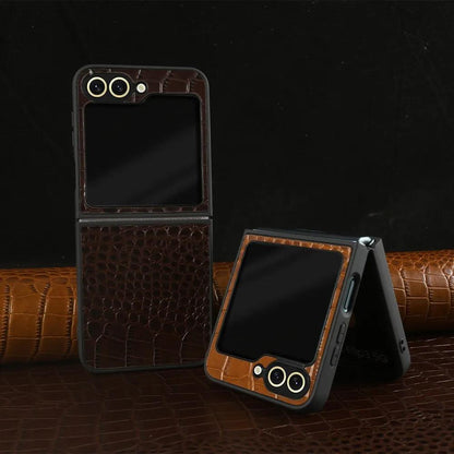 Luxury Hand Crafted Genuine Leather Case For Samsung Galaxy Z Flip - IDefend