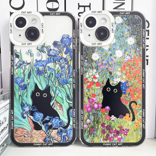 Claude Monet Van Gogh Funny Cat Art Phone Case For iPhone - IDefend