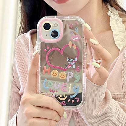 Lovely Girl Heart Mirror Phone Case For iPhone - IDefend