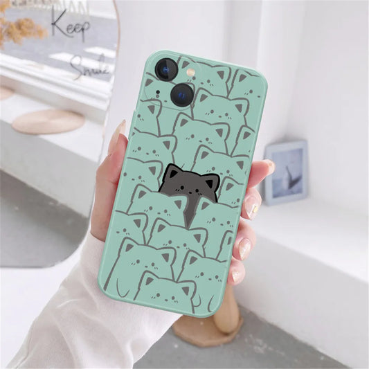 Cute Cartoon Cat Phone Cover For iPhone 2 - IDefend