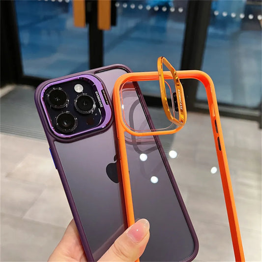 Lens Metal Ring Protector Stand Phone Case - IDefend