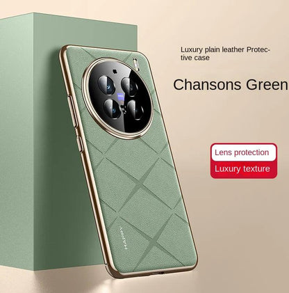 For VIVO X200 Pro Case Luxury Vegan Leather Lens Protective Back Case For VIVO - IDefend