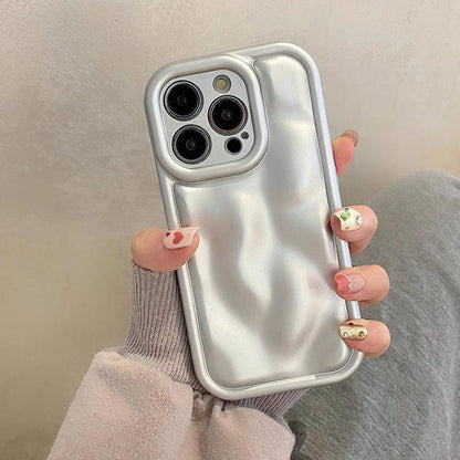 Glossy 3D Meteorite Texture Plating Silver Phone Case For iPhone - IDefend