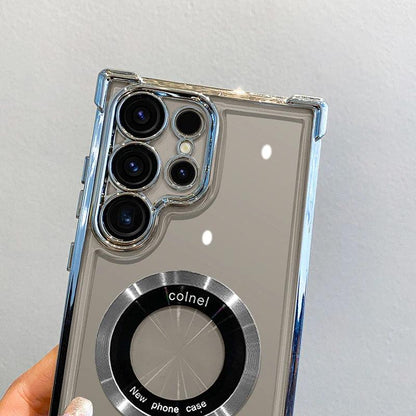 Plating Transparent Magnetic Wireless Charging Case For Samsung - IDefend