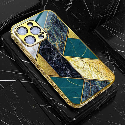 Golden Art Marble Design For iPhone Shockproof Gold Case For iPhone - IDefend