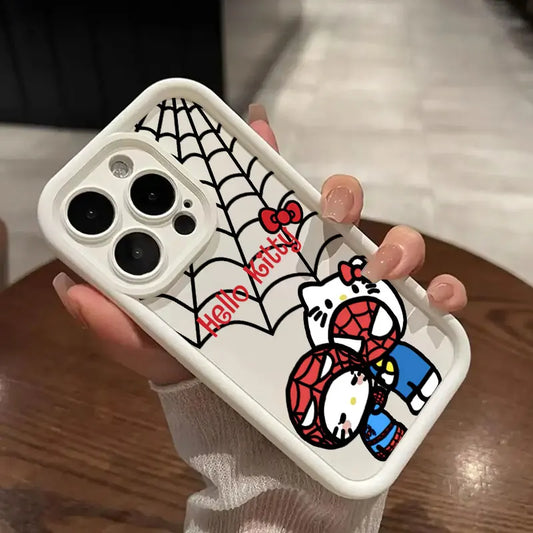 Hello Kitty Spiderman Marvel Phone Case for iPhone 16 Cases iPhone 15 14 13 12 Mini 11 Pro Max 16 Plus XS 15Pro Shockproof Cover