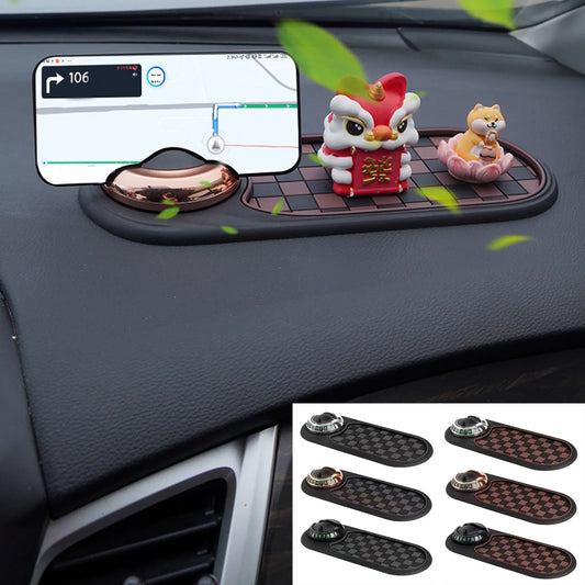 Car Anti-slip Mat Phone Holder 360-degree Rotation Car Dashboard Mat with Phone Holder for Anti-slip Wear Resistant for Safe