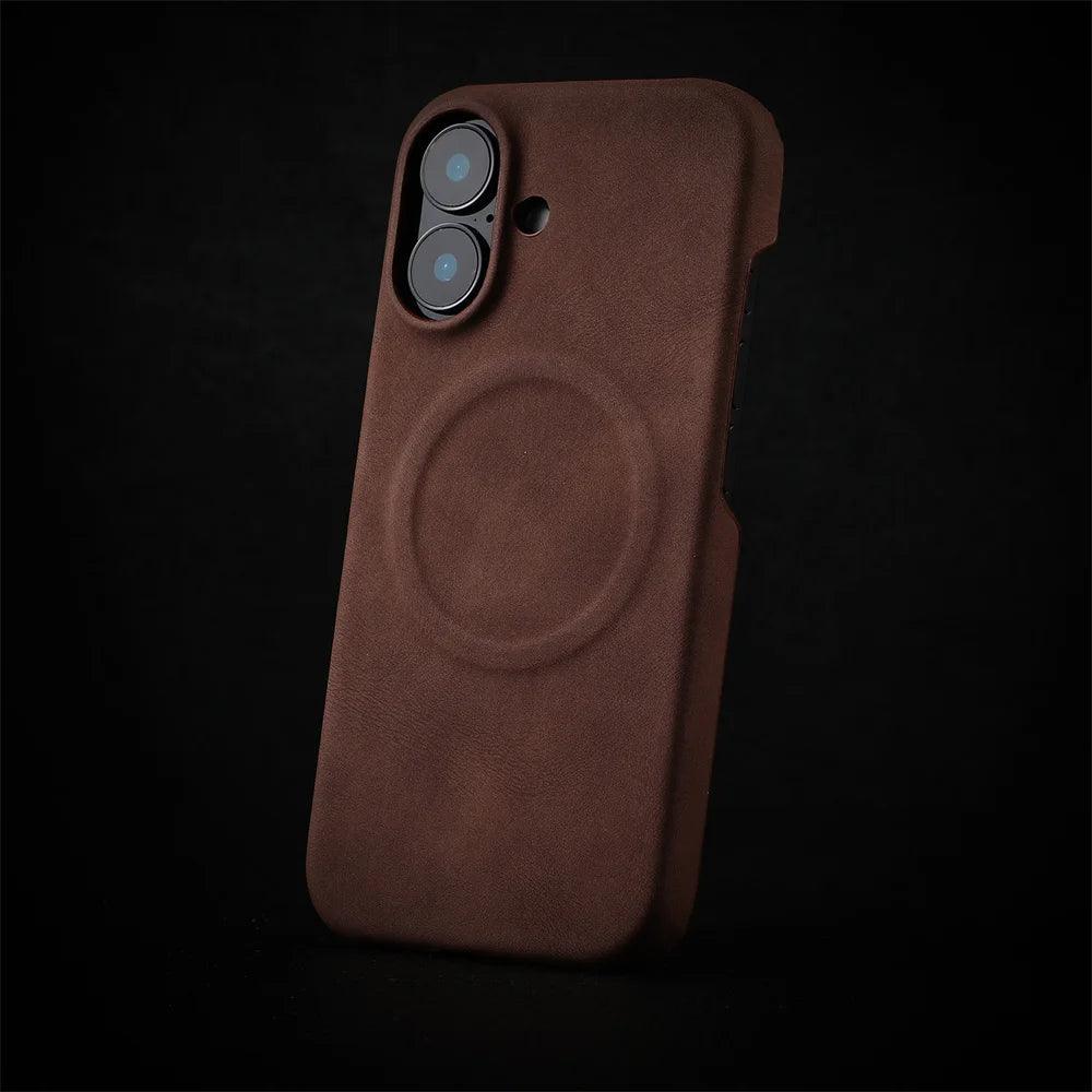 Business Sheepskin Leather Magnetic Phone Case For iPhone