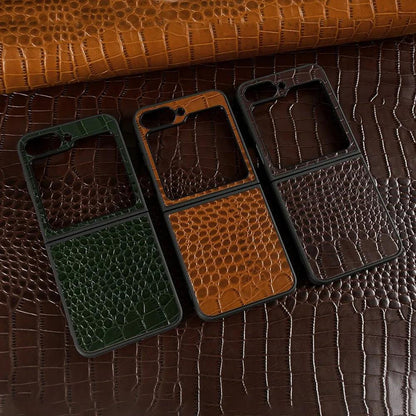 Luxury Hand Crafted Genuine Leather Case For Samsung Galaxy Z Flip - IDefend