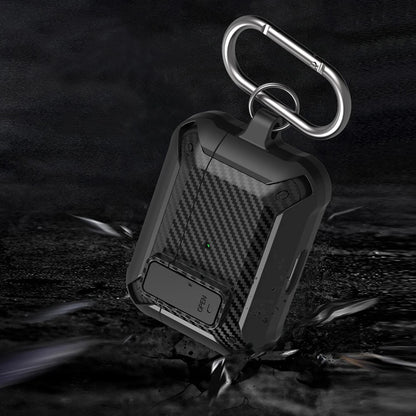 Security Lock Cover For Airpods Pro 2 Case Luxury Carbon Fibre Switch Earphone Case With Keychain For Airpods 4 3 Shockproof Box