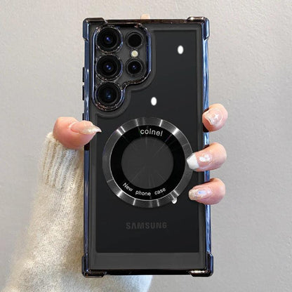 Plating Transparent Magnetic Wireless Charging Case For Samsung - IDefend