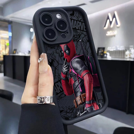 Marvels Funny Deadpool Phone Case for iPhone 16 15 14 Plus 13 12 Mini 11 iPhone16 Pro Max X Xs XR 8 7 Soft Shockproof Capa Cover