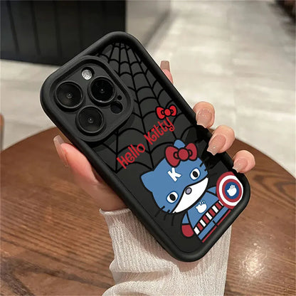Hello Kitty Spiderman Marvel Phone Case for iPhone 16 Cases iPhone 15 14 13 12 Mini 11 Pro Max 16 Plus XS 15Pro Shockproof Cover