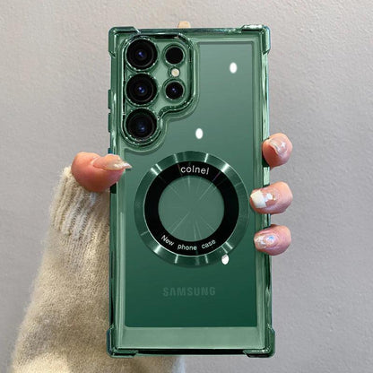 Plating Transparent Magnetic Wireless Charging Case For Samsung - IDefend