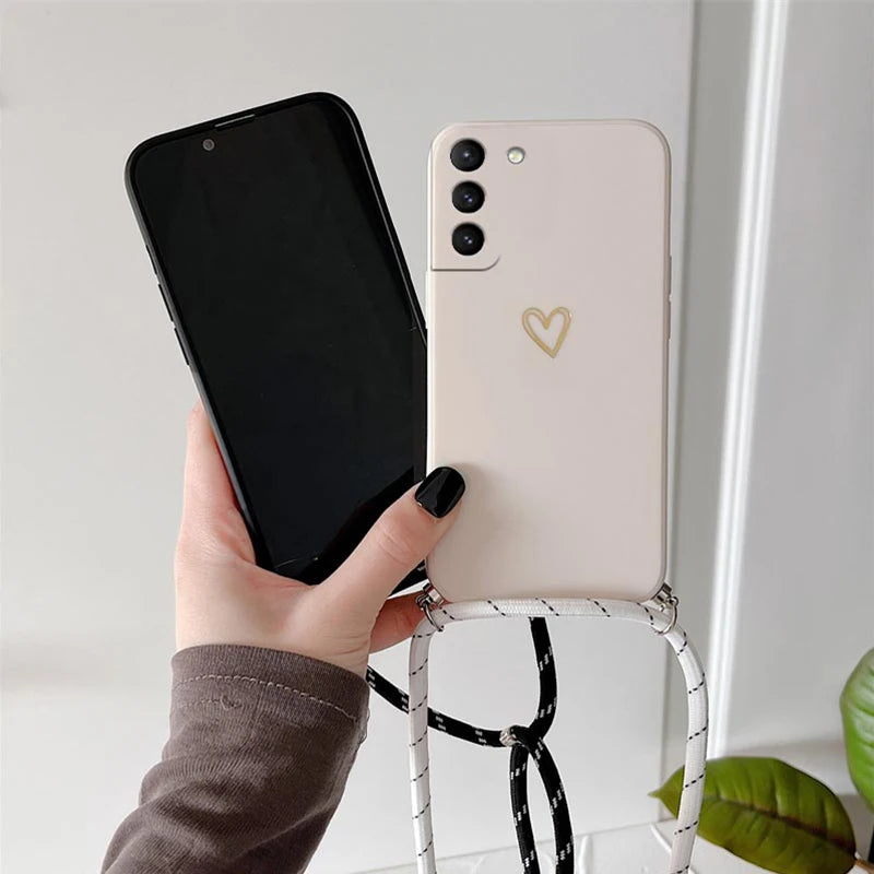 Crossbody Lanyard Silicone Phone Case For Samsung Galaxy